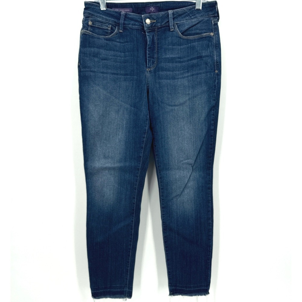 NYDJ Ami Skinny Legging Jeans Dark Wash Frayed Hem‎ Women's Size 10